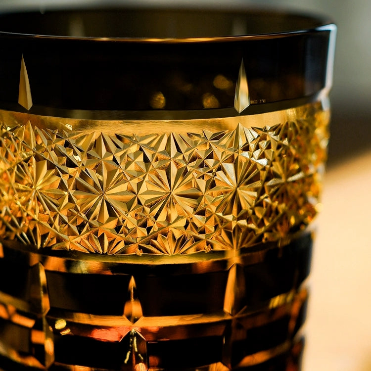 Edo Kiriko Handcrafted Diamond Amber Whisky Glass – A Jewel of Japanese Craftsmanship