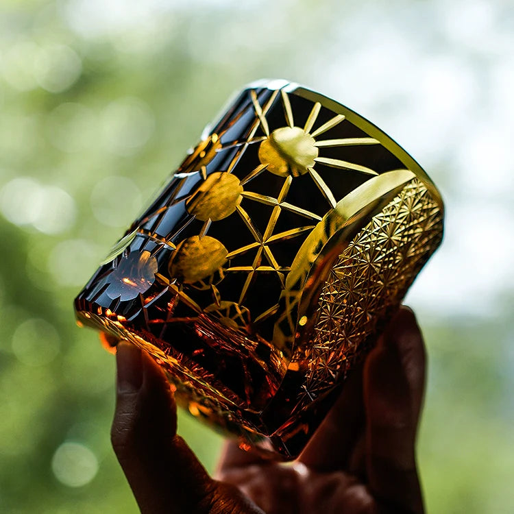 Edo Kiriko Handcrafted Night Jewel Whisky Glass – A Glimmer of Midnight Majesty