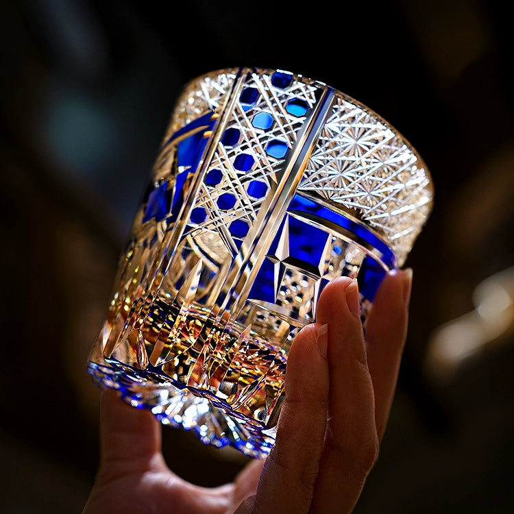 Edo Kiriko Handcrafted Sapphire Motif Whisky Glass – A Deep Dive into Luminous Elegance