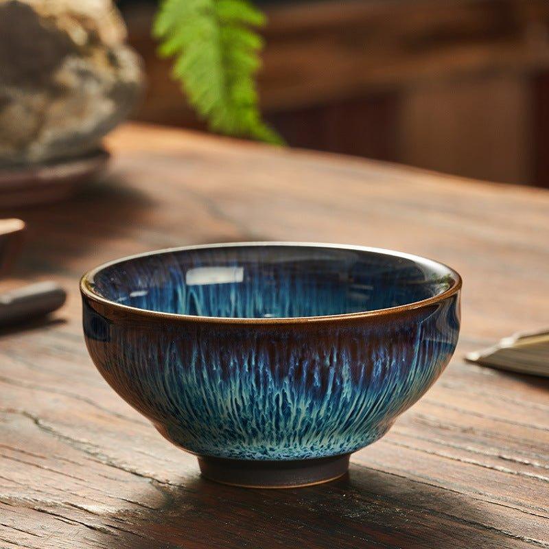 Japanese Gloss Glazed Blue Ceramic Tea Cups – Serene Hues for Your Tea Ritual