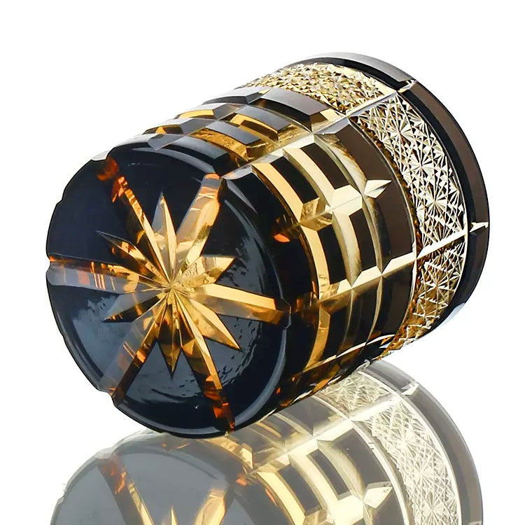 Edo Kiriko Handcrafted Diamond Amber Whisky Glass – A Jewel of Japanese Craftsmanship