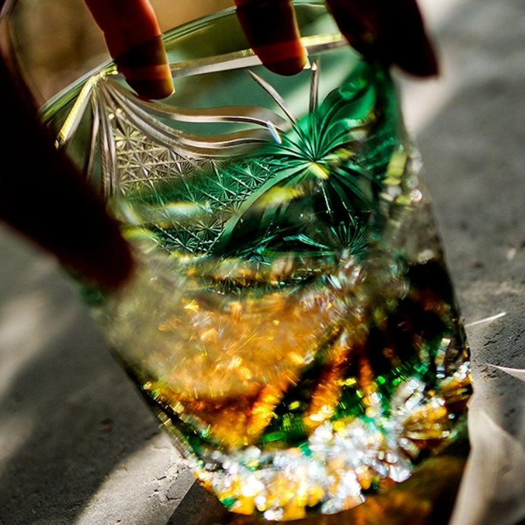 Edo Kiriko Handcrafted Lepidoptera Whisky Glass – A Flutter of Elegance in Crystal