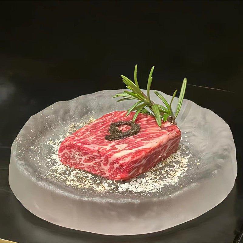 Japanese Rounded Frosty Glass Serving Plate – Understated Elegance for Any Table