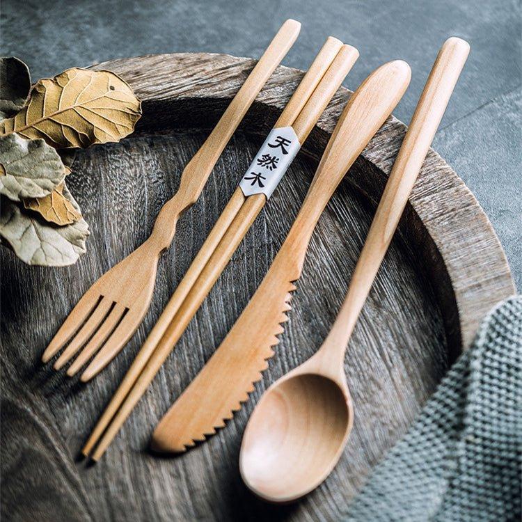 Japanese Plain Style Wooden Utensil Set