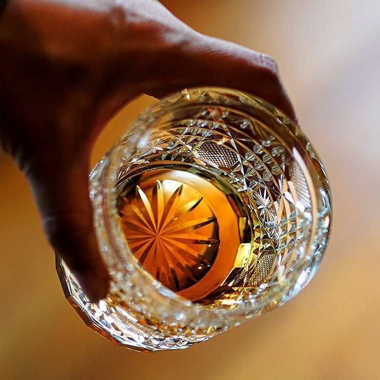 Edo Kiriko Handcrafted Octagonal Chrysanthemum Whisky Glass – A Geometric Bloom of Elegance