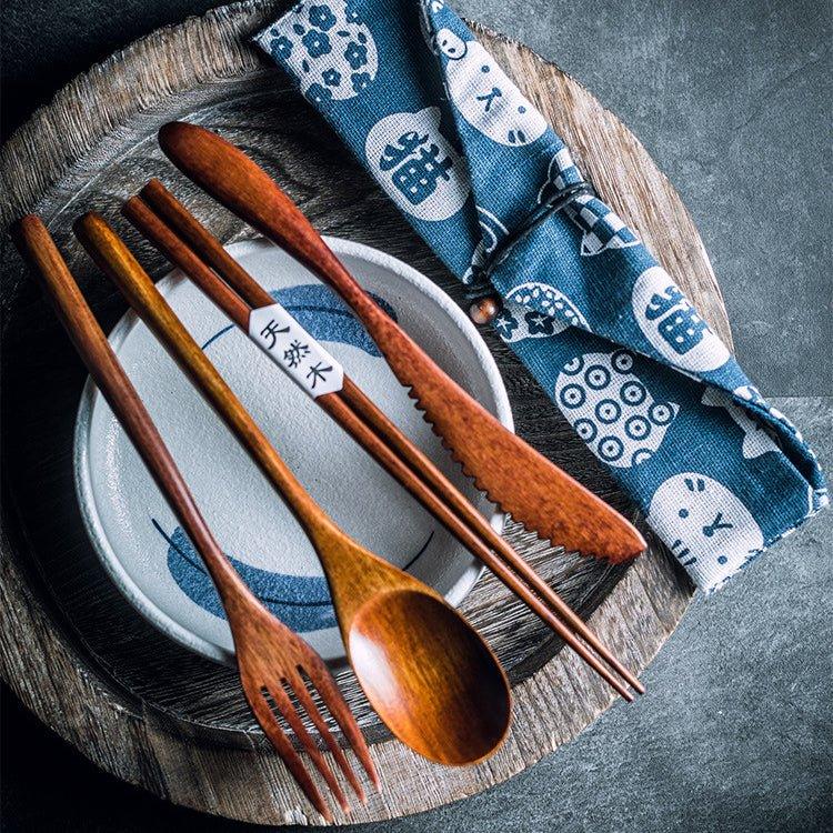 Japanese Plain Style Wooden Utensil Set - Thumbnail 2