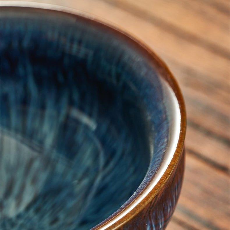 Japanese Gloss Glazed Blue Ceramic Tea Cups – Serene Hues for Your Tea Ritual