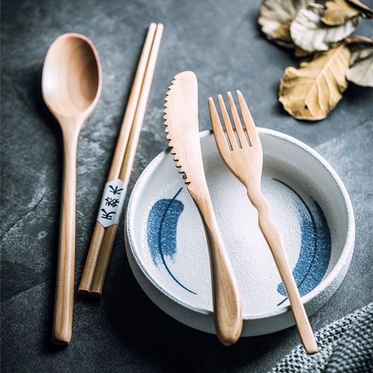 Japanese Plain Style Wooden Utensil Set