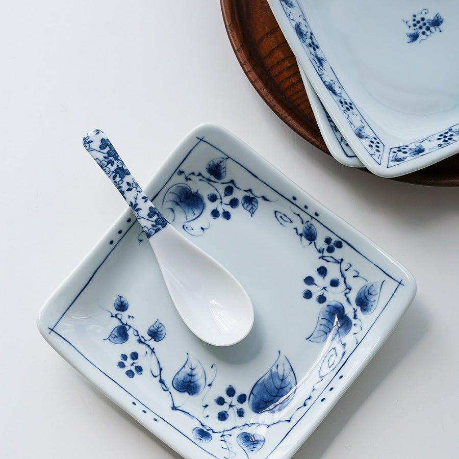 Mino Ware Sometsuke Japanese Retro Square Plate - Thumbnail 2