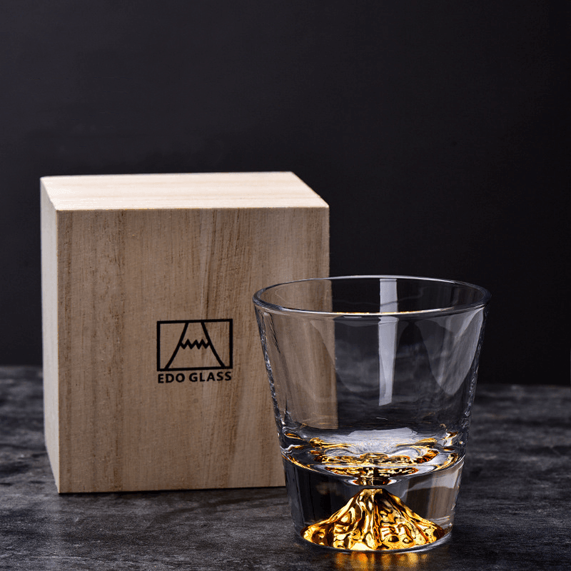 Handcrafted Edo Kiriko Mount Fuji Whisky Glass Set