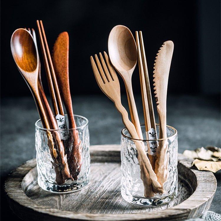 Japanese Plain Style Wooden Utensil Set – Simple Elegance for Every Meal
