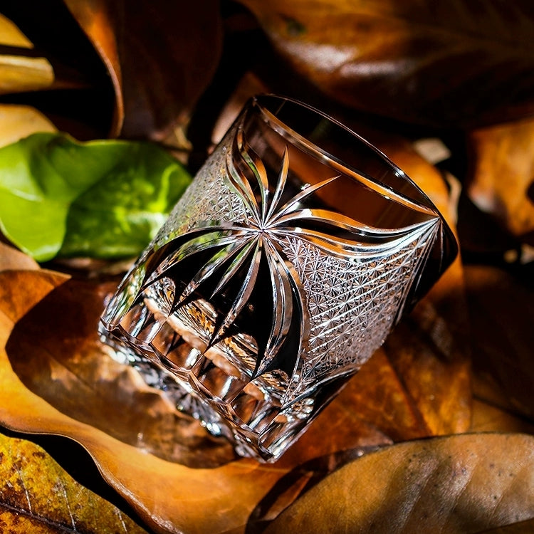 Edo Kiriko Handcrafted Lepidoptera Whisky Glass – A Flutter of Elegance in Crystal