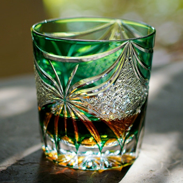 Edo Kiriko Handcrafted Lepidoptera Whisky Glass – A Flutter of Elegance in Crystal