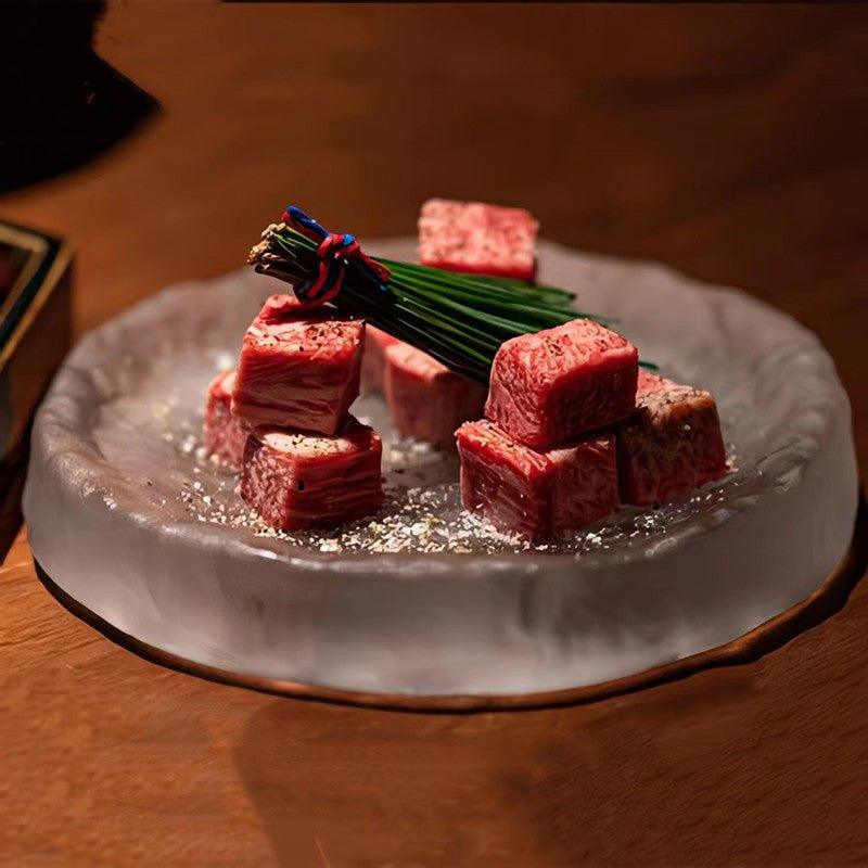 Japanese Rounded Frosty Glass Serving Plate – Understated Elegance for Any Table