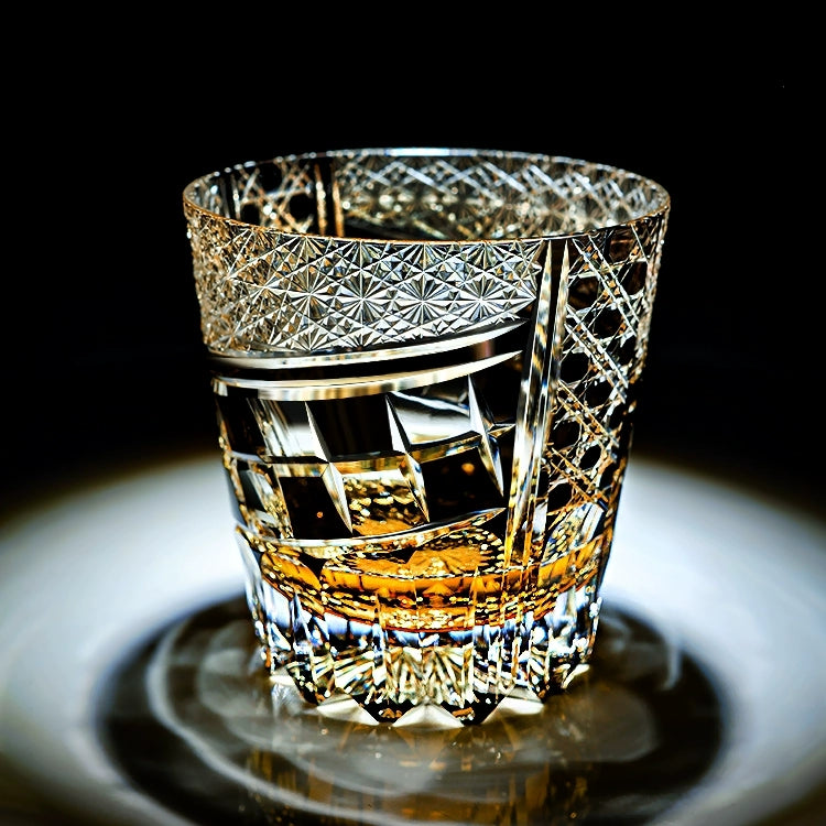 Edo Kiriko Handcrafted Midnight Motif Whisky Glass – An Enigma Etched in Darkness