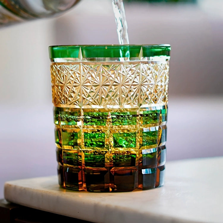 Edo Kiriko Handcrafted Diamond Amber Whisky Glass – A Jewel of Japanese Craftsmanship