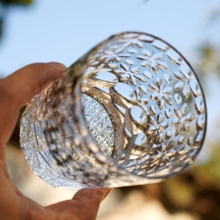 Edo Kiriko Handcrafted Royal Blossom Whisky Glass – A Timeless Ode to Opulence