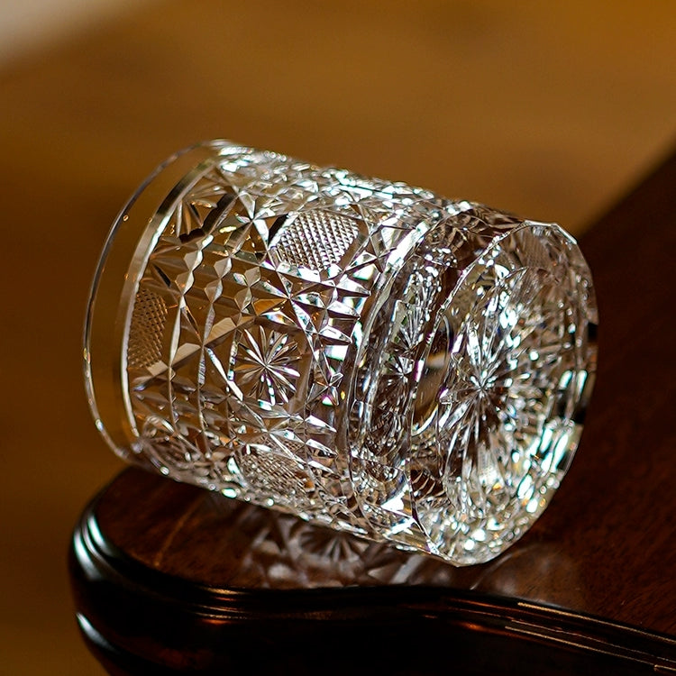 Edo Kiriko Handcrafted Octagonal Chrysanthemum Whisky Glass – A Geometric Bloom of Elegance