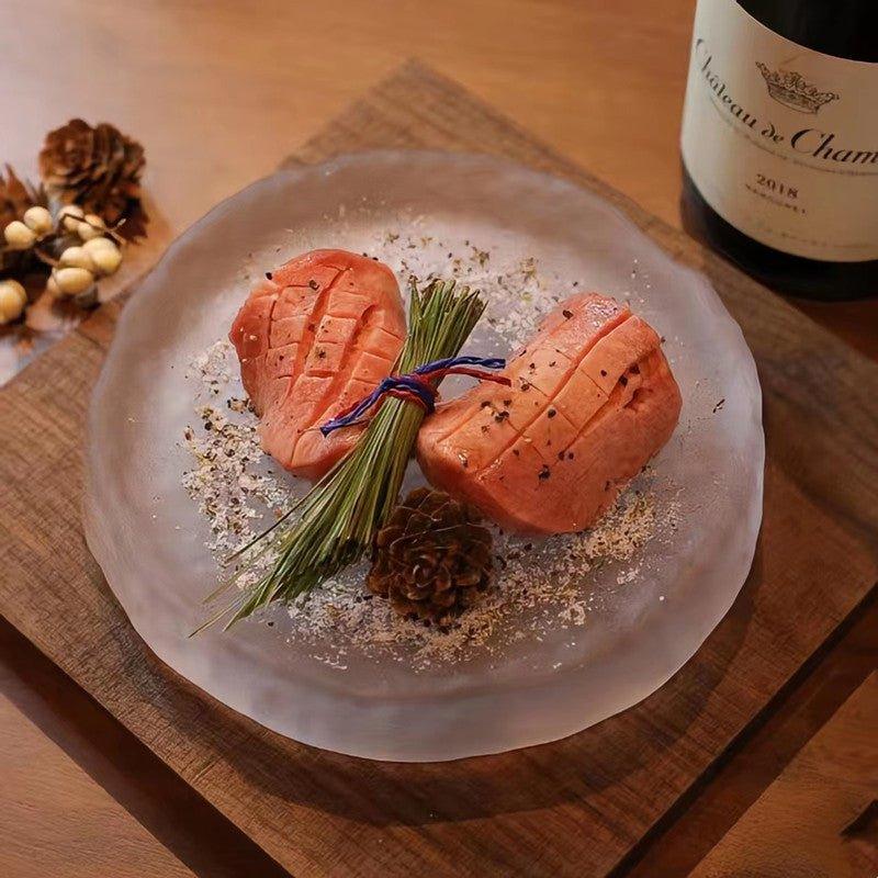 Japanese Rounded Frosty Glass Serving Plate – Understated Elegance for Any Table
