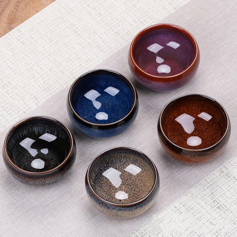 Handcrafted Ceramic Gloss-Glazed Chinese Kung-Fu Tea Cup Gift Set (5 cups)
