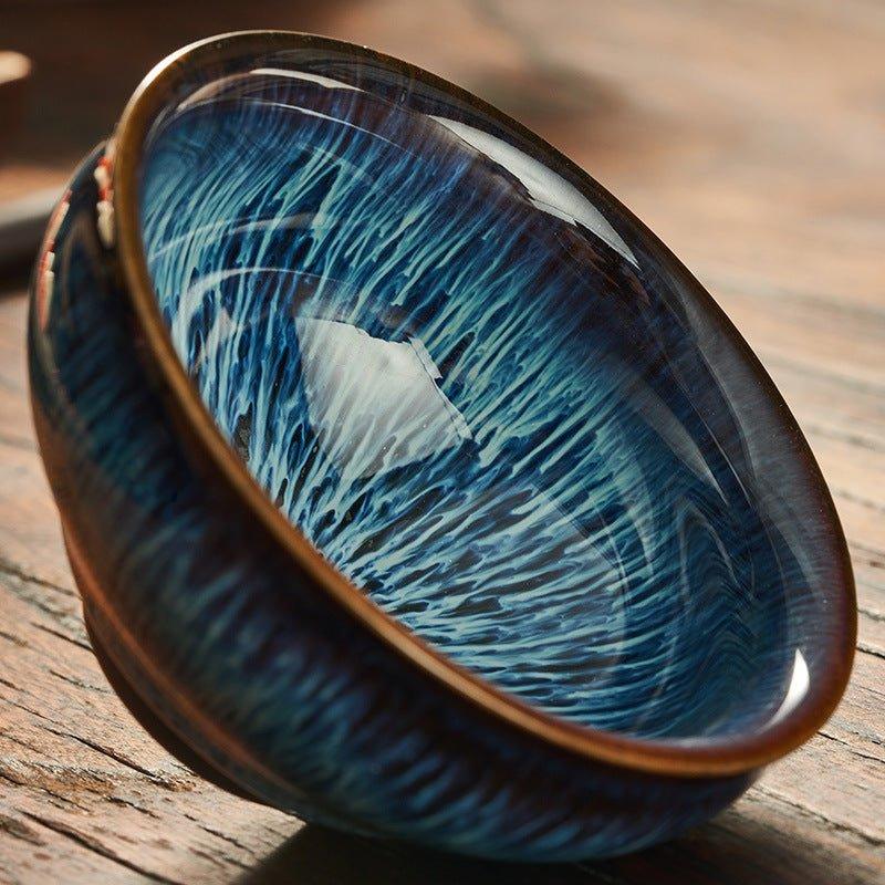 Japanese Gloss Glazed Blue Ceramic Tea Cups – Serene Hues for Your Tea Ritual