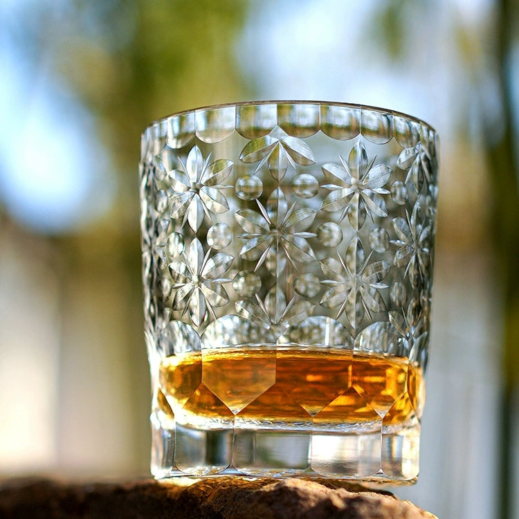 Edo Kiriko Handcrafted Royal Blossom Whisky Glass – A Timeless Ode to Opulence