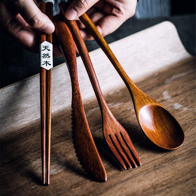 Japanese Plain Style Wooden Utensil Set - Thumbnail 3