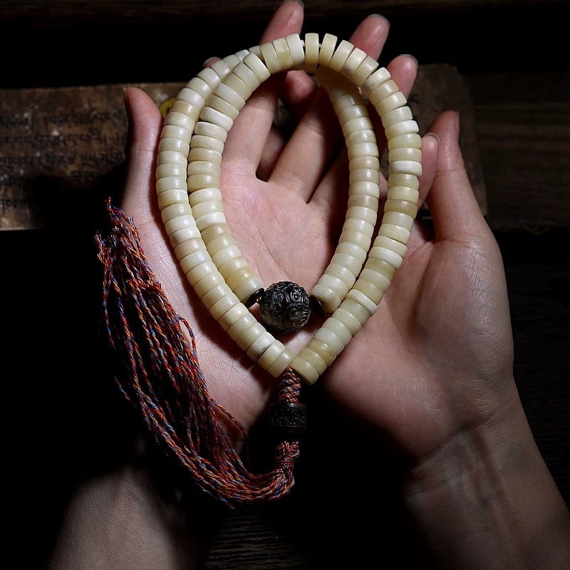 Tibetan Yak Bone Mala Bracelet for Men – 108 Beads for Mindful "Panwan"