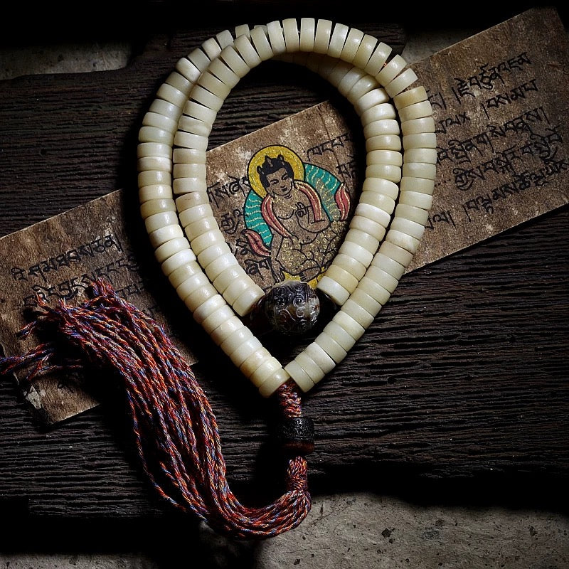 Tibetan Yak Bone Mala Bracelet for Men – 108 Beads for Mindful "Panwan"