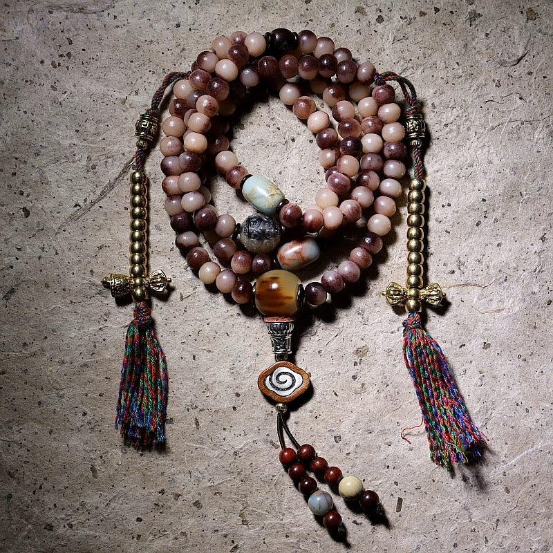Natural Camel Bone Mala Bracelet – 108 Beads for Men & Women