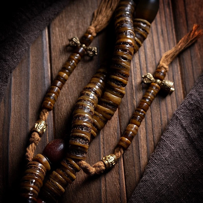 Tibetan Aged Yak Bone Mala – 108 Beads