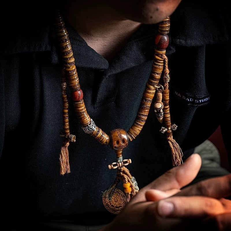 Tibetan Aged Yak Bone Mala – 108 Beads