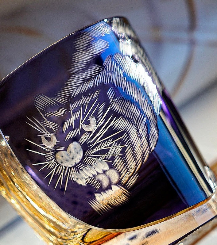 Edo Kiriko Whiskey Glass | Majestic Tiger Design