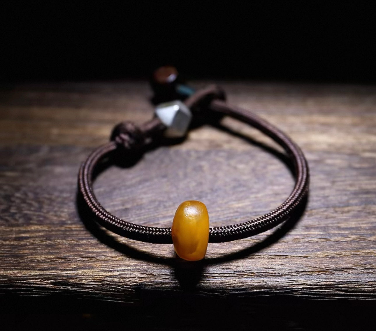 Natural Aged Amber Braided Bracelet - Original Design for Couples & Birth Year Charms