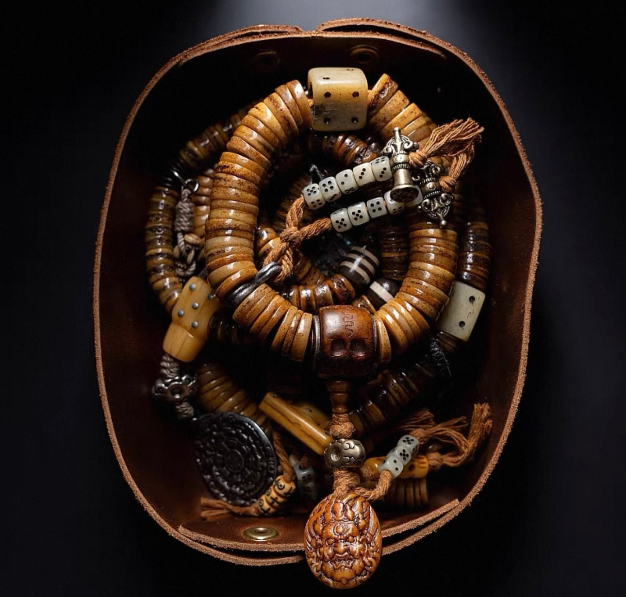 Tibetan-Style Aged Yak Bone Mala Bracelet – For Play and Practice