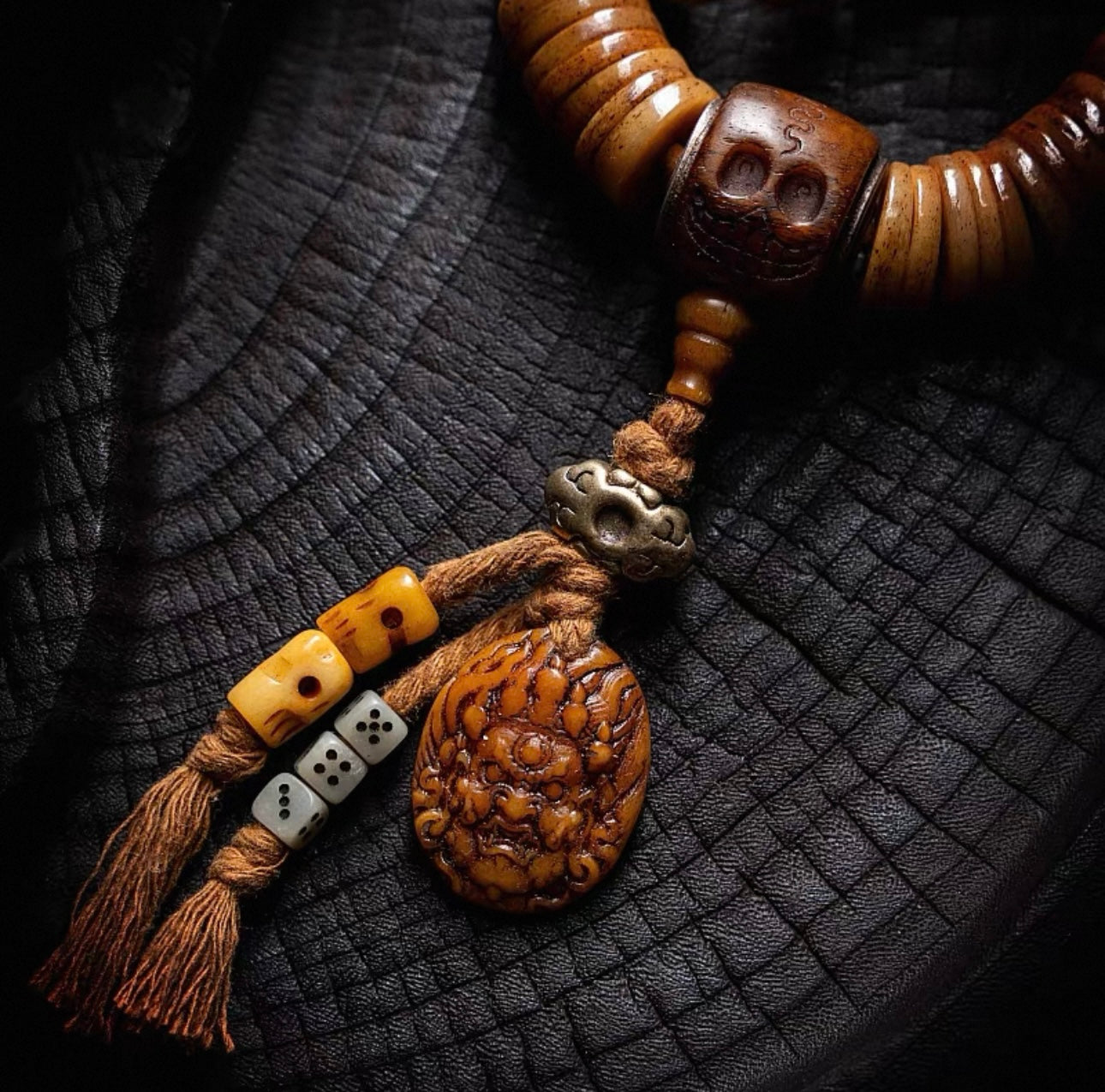 Tibetan-Style Aged Yak Bone Mala Bracelet – For Play and Practice