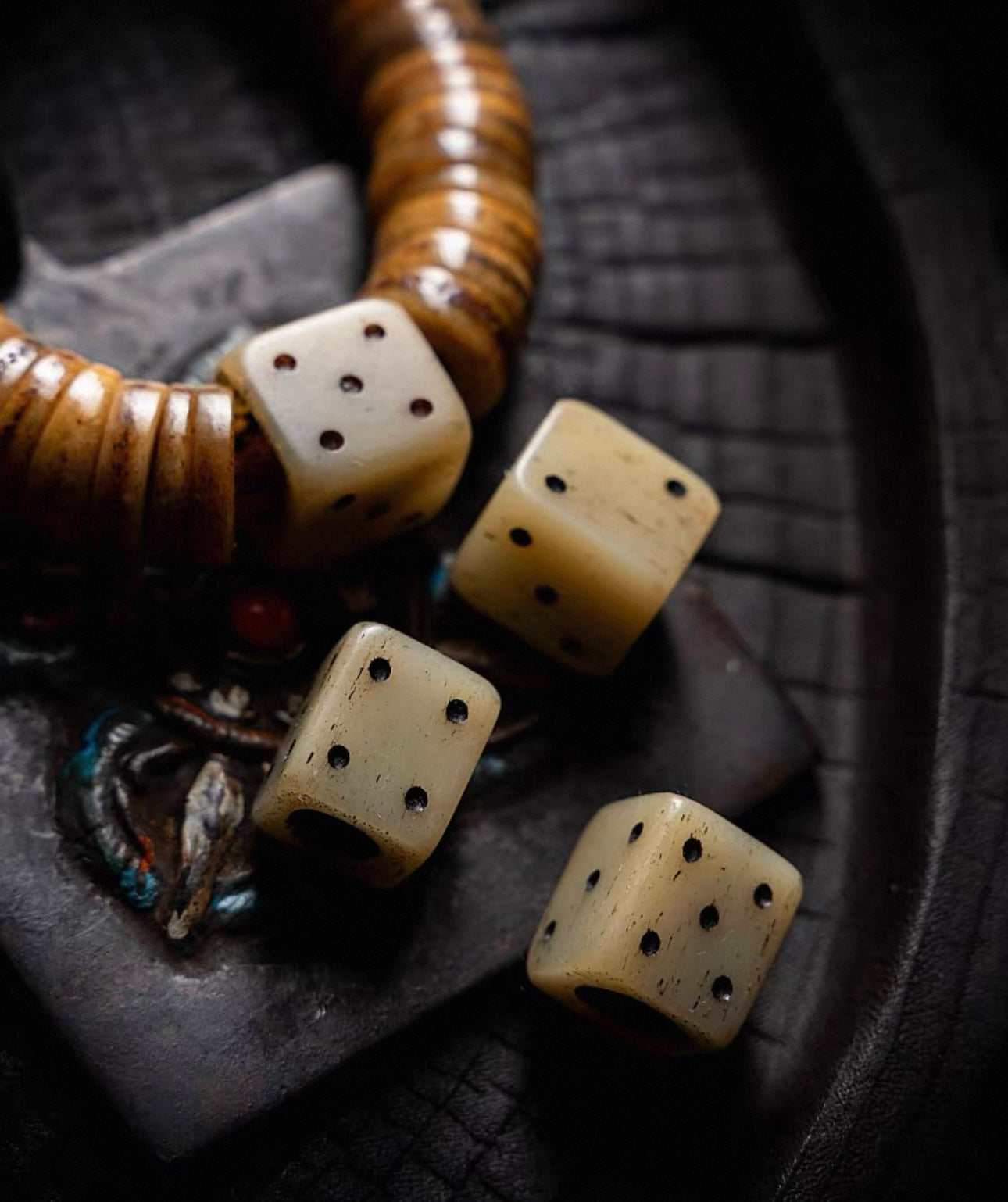 Tibetan-Style Aged Yak Bone Mala Bracelet – For Play and Practice