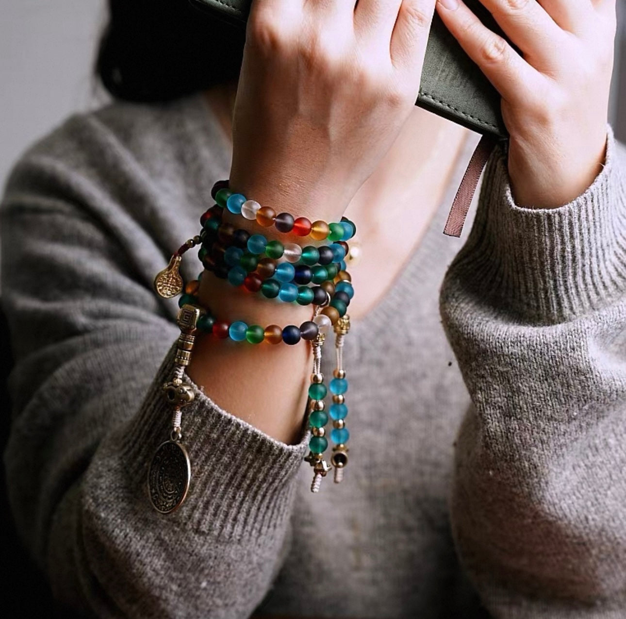 Handcrafted "Liuli" Glass Mala Bracelet/Necklace - Original Design