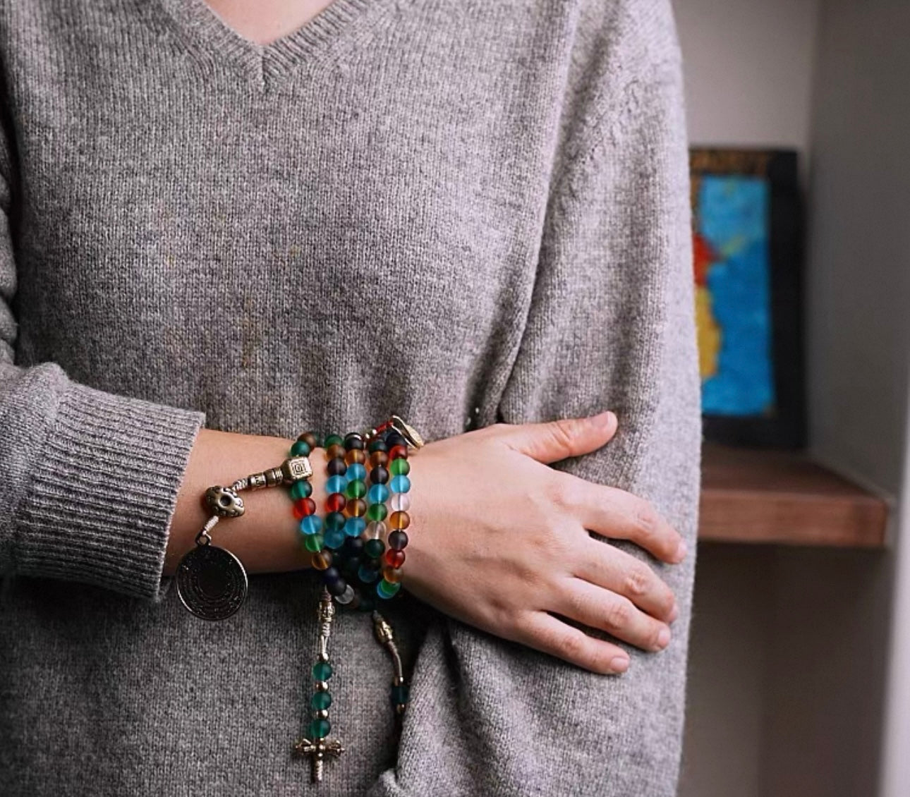Handcrafted "Liuli" Glass Mala Bracelet/Necklace - Original Design