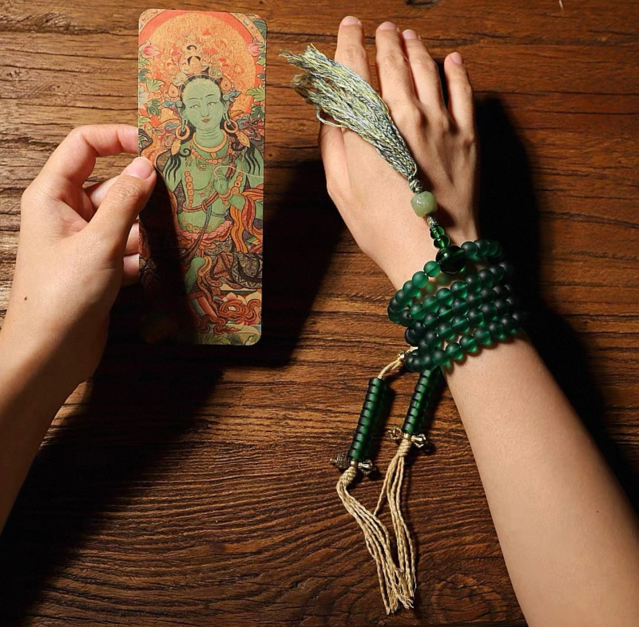 Original Design Green Tara "Liuli" Mala Bracelet - 108 Beads