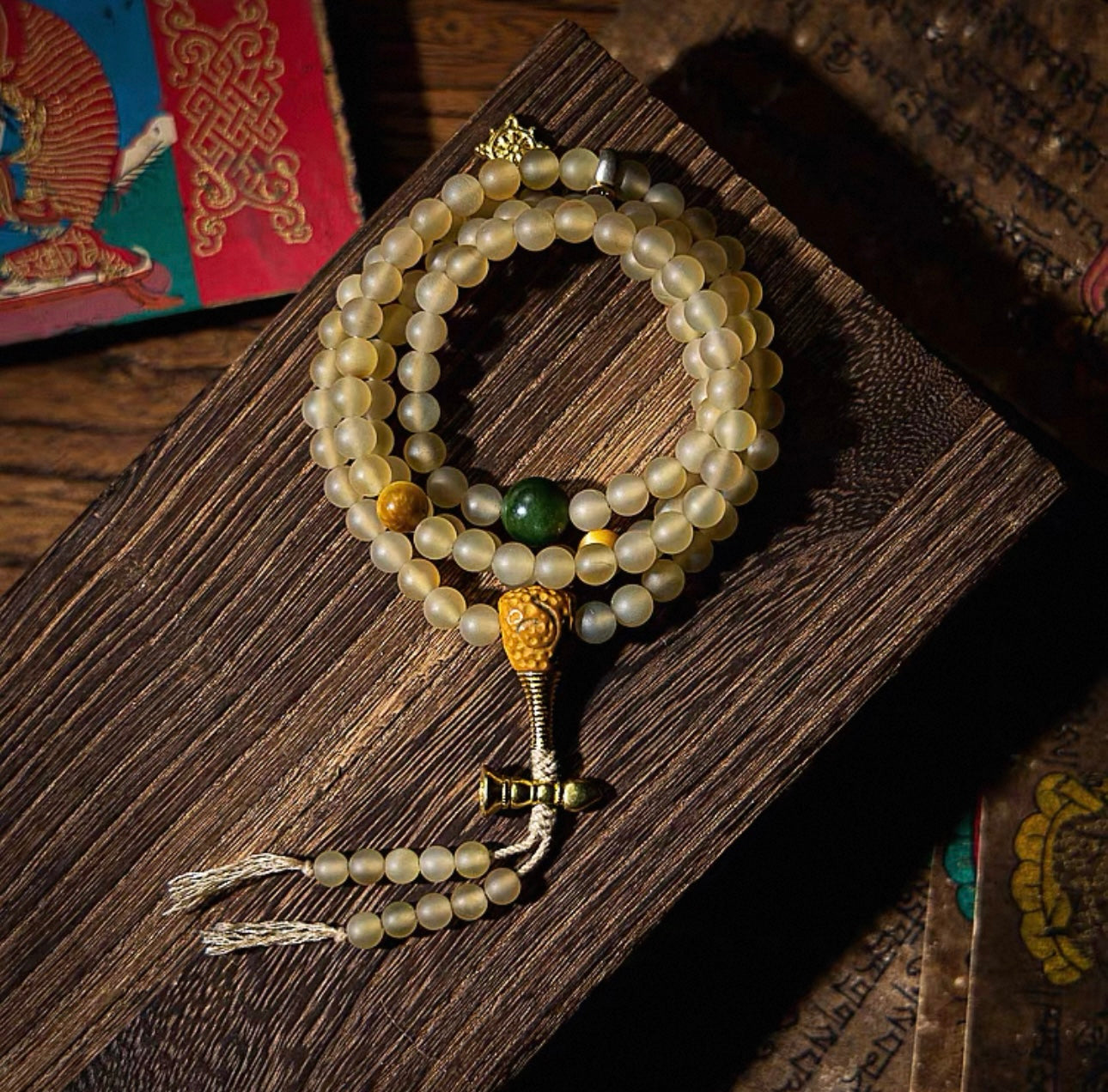 Minimalist Tibetan-Style Mala from Natural Yak Horn