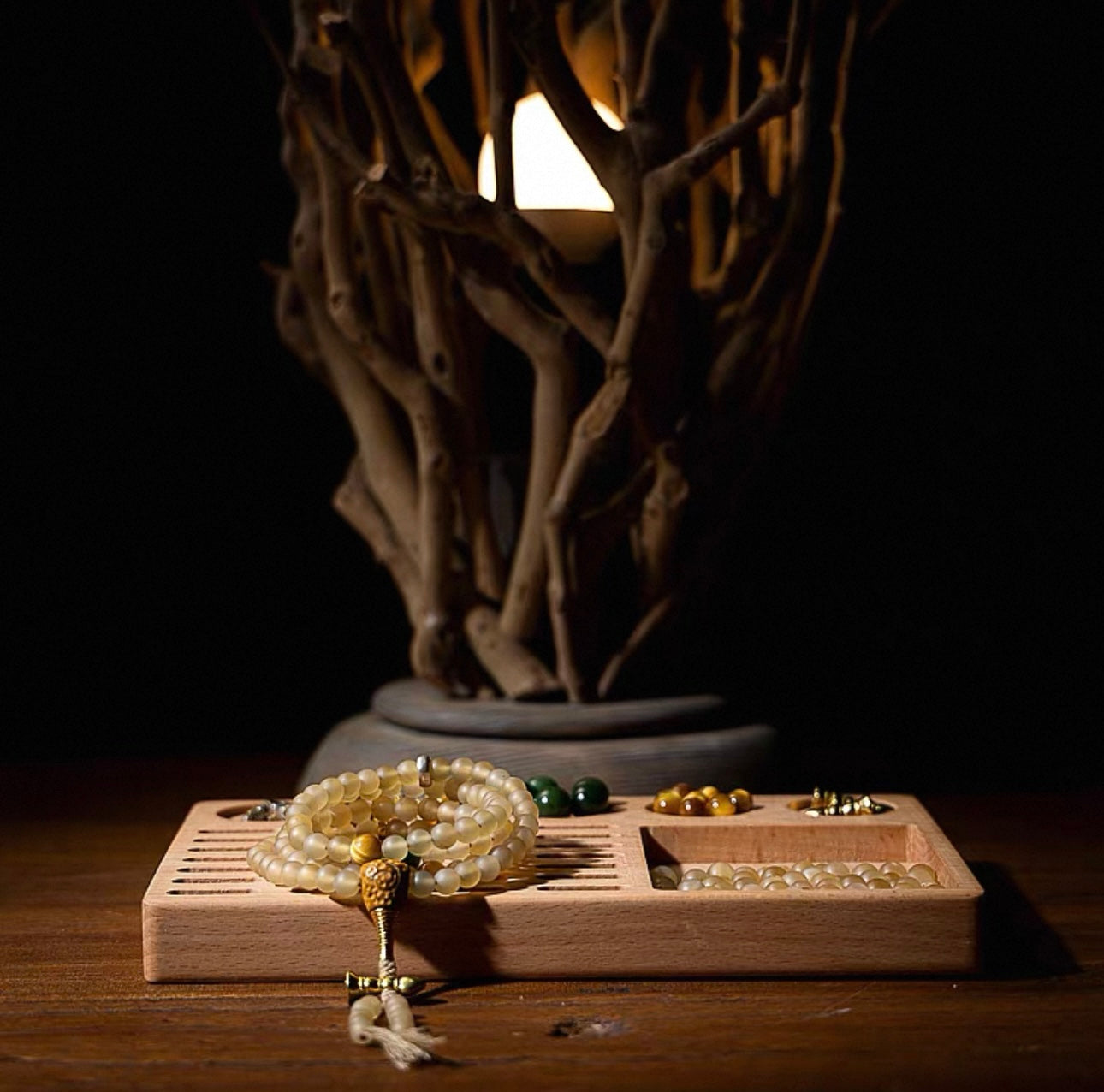 Minimalist Tibetan-Style Mala from Natural Yak Horn