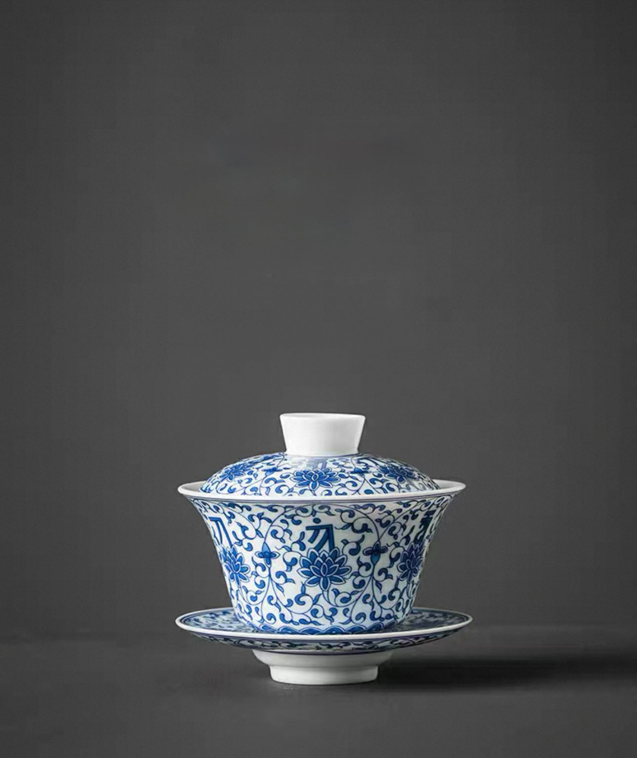 Retro Blue-and-White Porcelain Gaiwan Tea Set