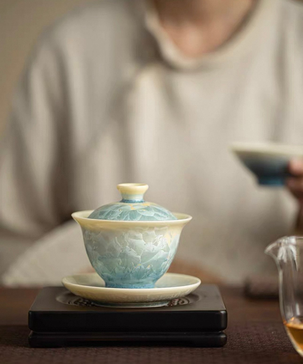 Elegant Crystalline Glaze Gaiwan Tea Set