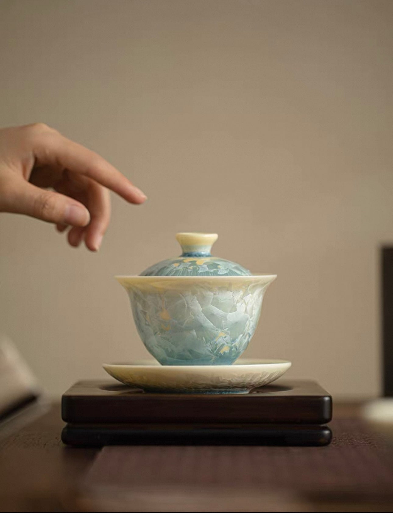 Elegant Crystalline Glaze Gaiwan Tea Set