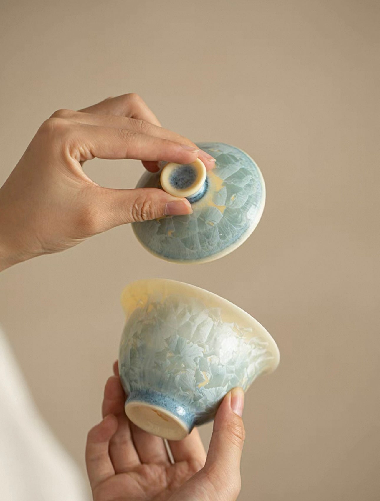 Elegant Crystalline Glaze Gaiwan Tea Set