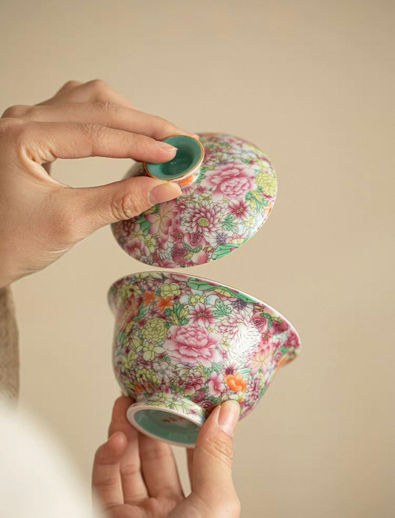 Enamel "Myriad Flowers" Gaiwan Tea Set
