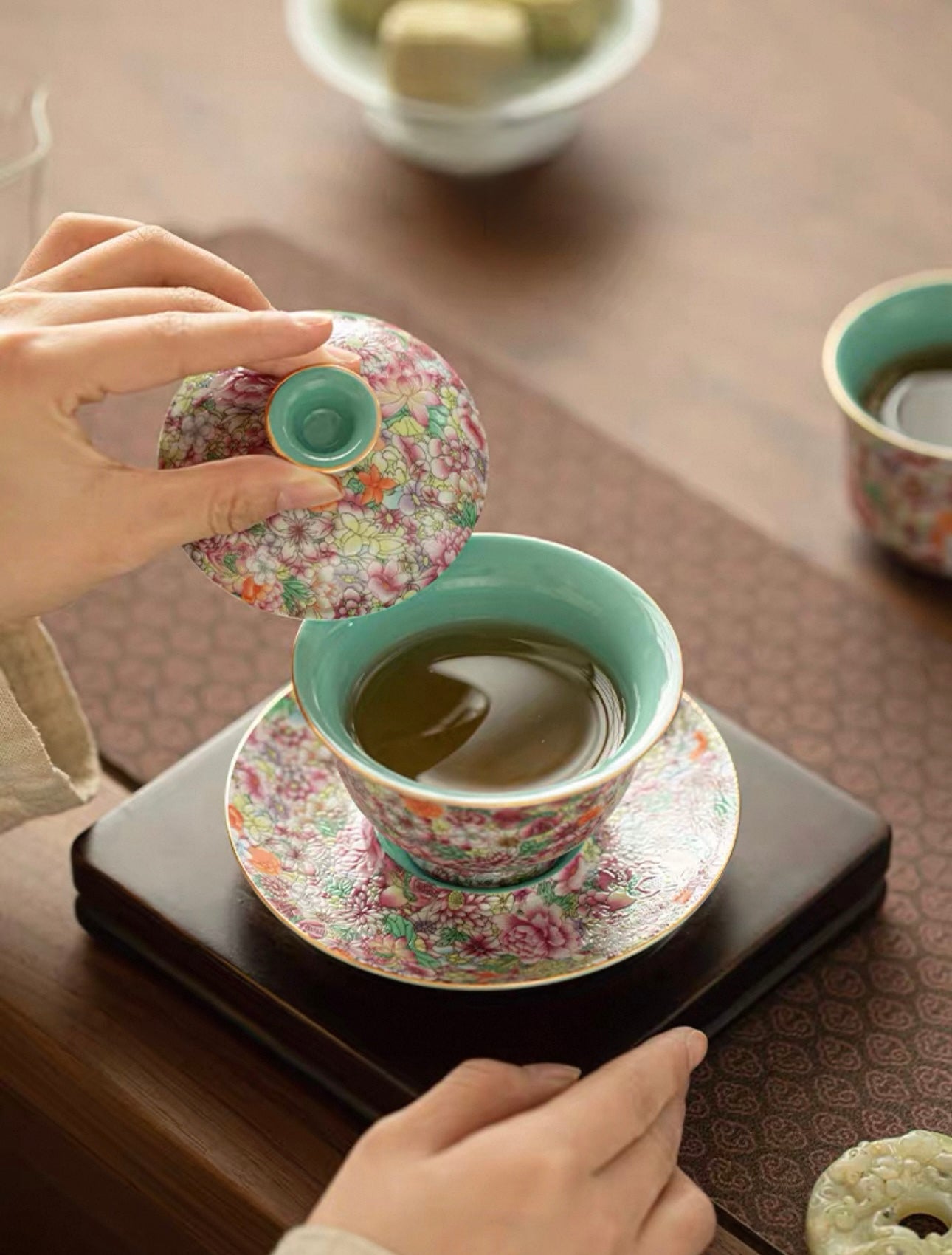 Enamel "Myriad Flowers" Gaiwan Tea Set