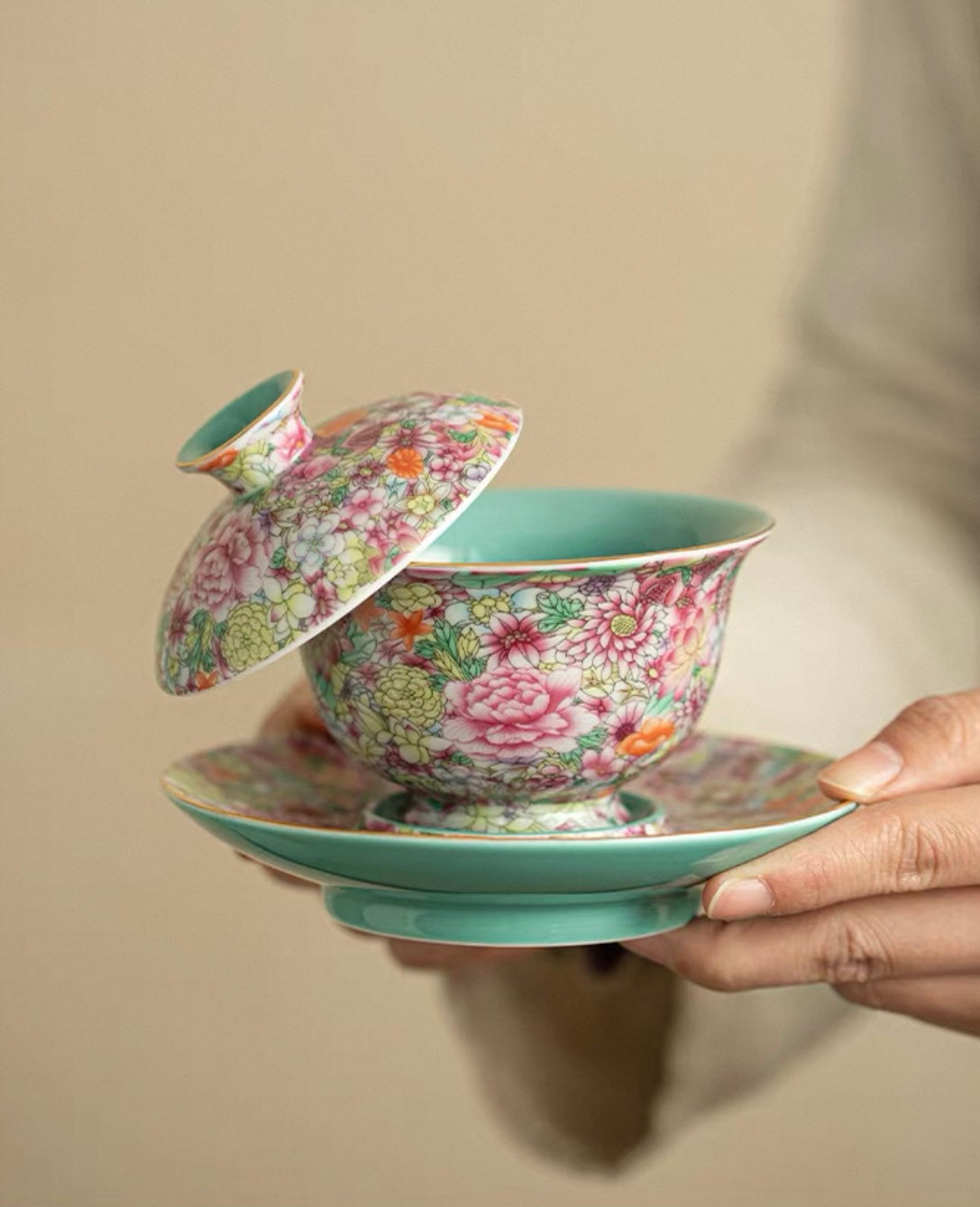 Enamel "Myriad Flowers" Gaiwan Tea Set
