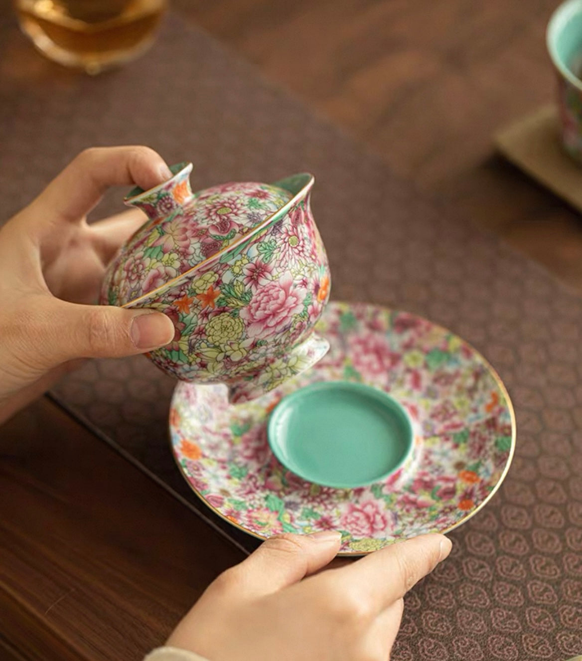Enamel "Myriad Flowers" Gaiwan Tea Set
